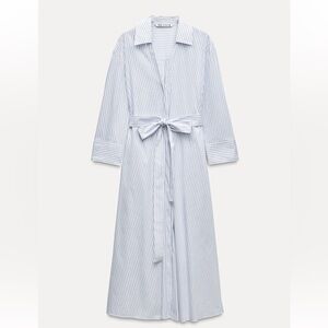 Zara Long Sleeve Striped Dress in Light Blue